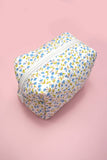 DITSY QUILTED COTTON FLORAL COSMETIC POUCH BAG | 40P557: Blue