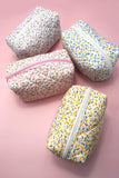 DITSY QUILTED COTTON FLORAL COSMETIC POUCH BAG | 40P557: Blue