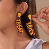 HALLOWEEN TRICK OR TREAT SEED BEAD DROP EARRINGS | 40E504: PINK