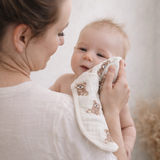 Teddy/Taupe | Bamboo Muslin Burp Cloth Set 2-Pack