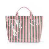 Large Striped Vinyl Tote Bags | 40P595: MULTI