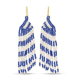 Sale - Long Game Day Earrings: Blue/White