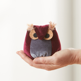 Whimsical velvet owls,  charming owl enthusiastic, unique: Taupe Owl