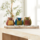 Whimsical velvet owls,  charming owl enthusiastic, unique: Taupe Owl