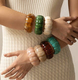 Color-Block Acrylic Stretch Cord Bracelet | 40B5195: Pink