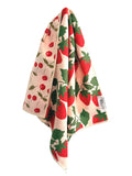 Berries & Cherries: Reversible Hand Towel: Cream / 19x29 / Hand Towel