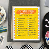 Birthday Checklist Birthday Card
