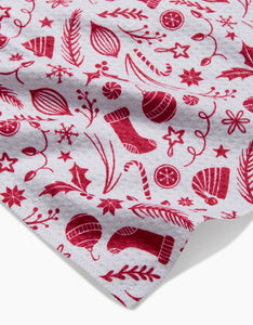 Classic Christmas Icons Red Bar Towel