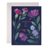 Purple Flowers Thinking of You Greeting Card