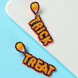 HALLOWEEN TRICK OR TREAT SEED BEAD DROP EARRINGS | 40E504: FUCHSIA
