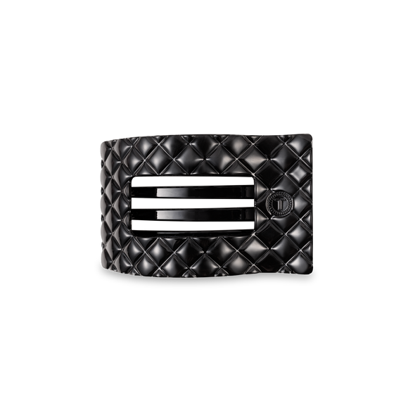 Flat Rectangle Hair Clip | Small | Jet Black Quilted