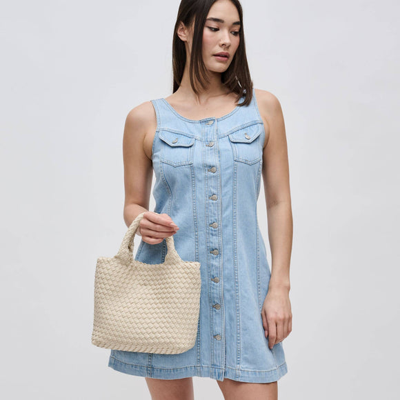 Sky's The Limit - Small Woven Neoprene Crossbody: Cream