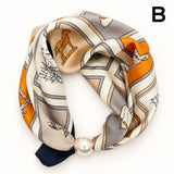 Silk Feel Pearl Magnetic Clasp Scarf Necklace | 40NK9802: B