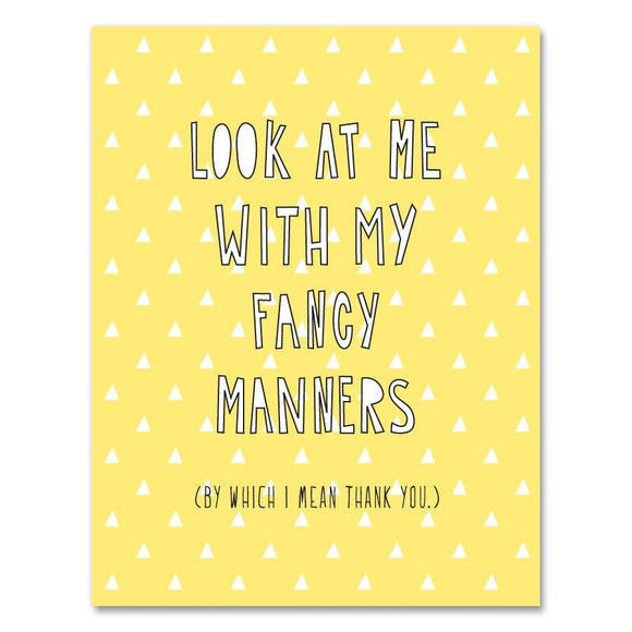 Fancy Manners Thank You - A2 card
