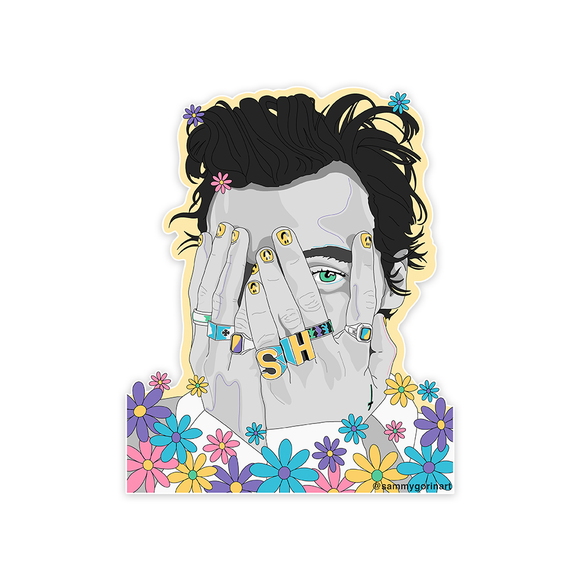 Harry S Black and White Flowers Sticker