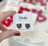 Glitter Heart Stud Earrings