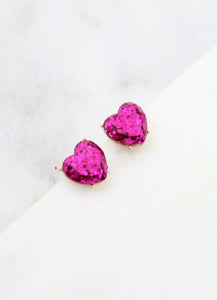 Glitter Heart Stud Earrings