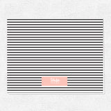 Black + White Stripe Blank Folded Note Stationery