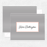 Black + White Stripe Blank Folded Note Stationery