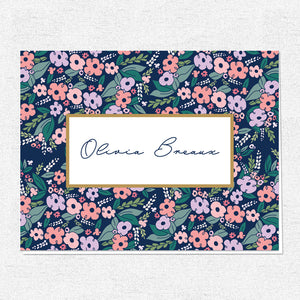 Floral Border Blank Folded Note Stationery