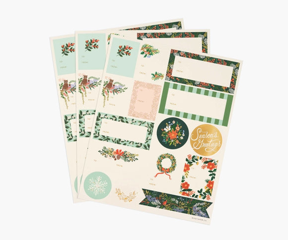 Pack of 3 Winter Floral Stickers & Labels